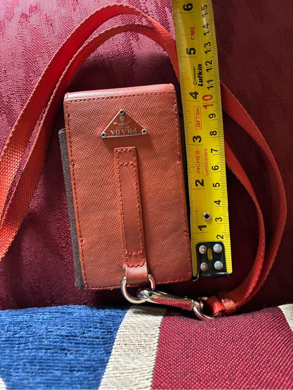 Prada Orange Saffiano Leather Ipod/Cellphone Case with Neck Lanyard - Picture 12 of 12